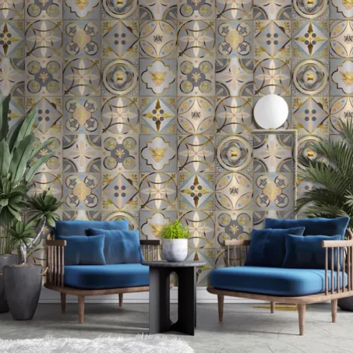 Brushed Silver Foil Gold Gray Moroccan Tile Stickers Self-adhesive Kitchen Wall Stickers Metal Texture Tile Wall Stickers
