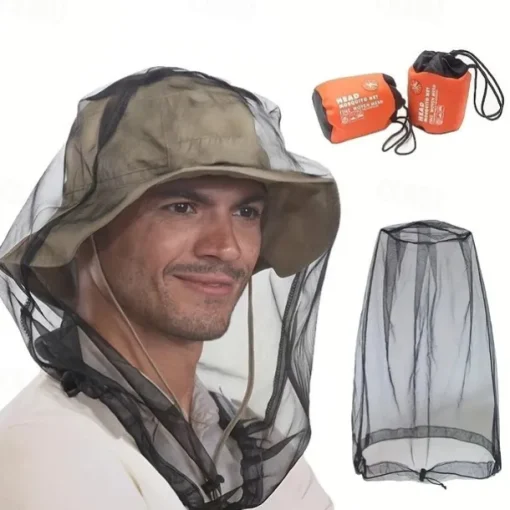 Bug Head Net Mesh Face Netting for Hats Insect Net Mask Cover from Gnats Extra Fine Fly Screen Holes Outdoor Protection for Men & Women