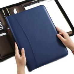 Business Bag Vegan Leather Business Portfolio with Zipper Padfolio All-in-One. Smartest Protective Tablet Sleeve, Presentation Slot, Calculator, Card Storage, Writing Pad