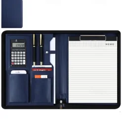 Business Bag Vegan Leather Business Portfolio with Zipper Padfolio All-in-One. Smartest Protective Tablet Sleeve, Presentation Slot, Calculator, Card Storage, Writing Pad