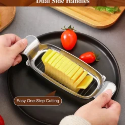 Butter Slicer Aluminum Stainless Steel Butter and Cheese Cutter Slicer with Portable Grip for Butter Cheese Fruit Baking Single Stick Easy to Clean