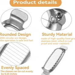 Butter Slicer Aluminum Stainless Steel Butter and Cheese Cutter Slicer with Portable Grip for Butter Cheese Fruit Baking Single Stick Easy to Clean