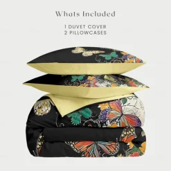 Butterfly Pattern Duvet Cover Set Set Soft 3-Piece Luxury Cotton Bedding Set Home Decor Gift King Queen Duvet Cover