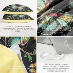 Butterfly Pattern Duvet Cover Set Set Soft 3-Piece Luxury Cotton Bedding Set Home Decor Gift King Queen Duvet Cover