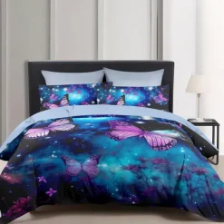 Butterfly Starry Sky Pattern Duvet Cover Set Comforter Set 2/3PCS Luxury Cotton Bedding Set Home Decor Bedding Gift King Queen Full Size