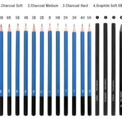 Bview Art 32 Pack Drawing Pencils Set Professional Drawing Art Kit With Sketch Pencils Graphite Charcoal Sticks In Portable Case Drawing Supplies For Students Adults Artists