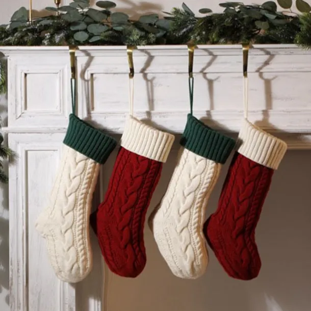 Cable Knit Christmas Stockings, 15 inches Small Personalized Fireplace Hanging Stockings for Christmas Decorations Xmas Gift