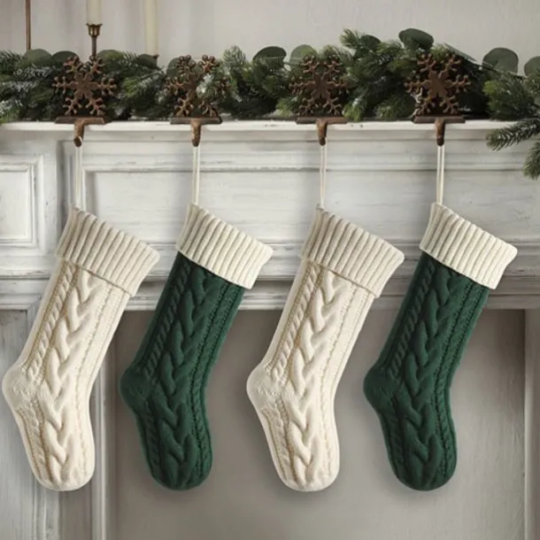Cable Knit Christmas Stockings, 15 inches Small Personalized Fireplace Hanging Stockings for Christmas Decorations Xmas Gift