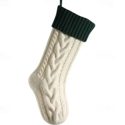 Cable Knit Christmas Stockings, 15 inches Small Personalized Fireplace Hanging Stockings for Christmas Decorations Xmas Gift