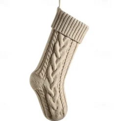 Cable Knit Christmas Stockings, 15 inches Small Personalized Fireplace Hanging Stockings for Christmas Decorations Xmas Gift