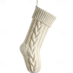 Cable Knit Christmas Stockings, 15 inches Small Personalized Fireplace Hanging Stockings for Christmas Decorations Xmas Gift