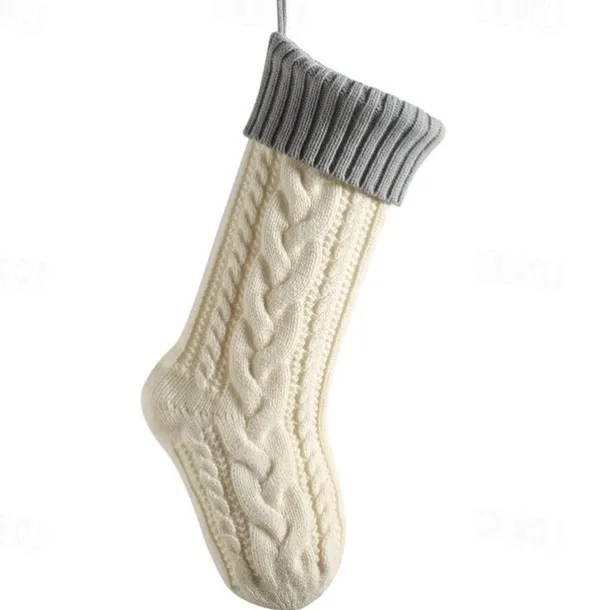 Cable Knit Christmas Stockings, 15 inches Small Personalized Fireplace Hanging Stockings for Christmas Decorations Xmas Gift