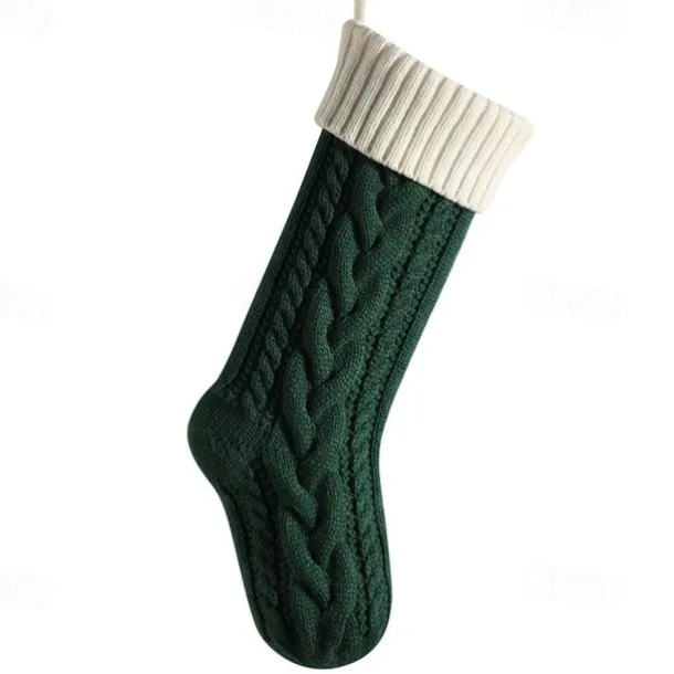 Cable Knit Christmas Stockings, 15 inches Small Personalized Fireplace Hanging Stockings for Christmas Decorations Xmas Gift