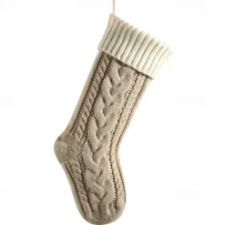 Cable Knit Christmas Stockings, 15 inches Small Personalized Fireplace Hanging Stockings for Christmas Decorations Xmas Gift