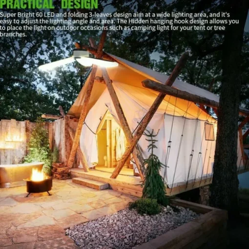 Camping Lights Solar Outdoor 60LED USB Rechargeable Bulb Portable Foldable Lamp Camp For Tent Hiking Picnic Emergency Lantern Lamp