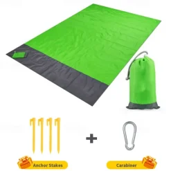 Camping Mat Waterproof Pocket Beach Blanket Outdoor Grounding Mat Mattress Picnic Pocket Carpet Rug Sand Beach Mat Portable Folding Lightweight Sleeping Bed Pad