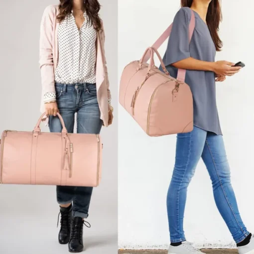Camping Travel Suitcase Leather Handbag for Women, Fashionable Business Travel Crossbody Bag with Large Capacity
