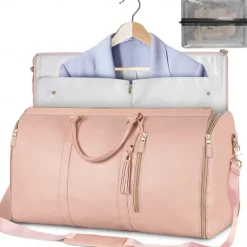 Camping Travel Suitcase Leather Handbag for Women, Fashionable Business Travel Crossbody Bag with Large Capacity