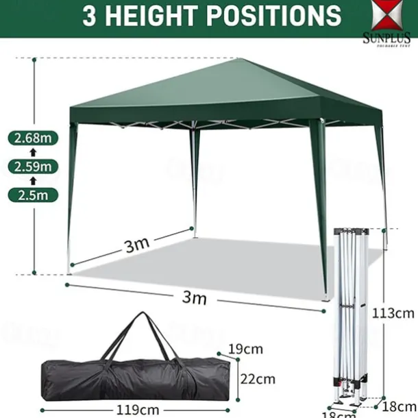 Canopy Tent with Waterproof Commercial Instant Gazebo Tent, Outdoor Canopy Tent, Party Tent for Parties/exhibitions/picnics with Carry Bag