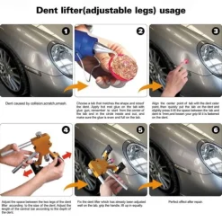 Car Dent Puller Kit – Paintless Dent Repair Tool, Body Dent Removal Kit with Puller Tabs, Mats for Minor Auto Damage Fix