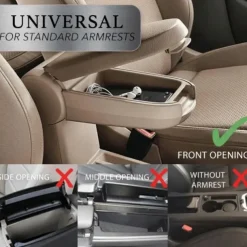 Car Net Pocket Handbag Holder, Extra Storage Space Organizer, Safe & Disturb-Free Driving, Simple Installation, Fits Standard Armrests, Oxford Cloth & Mesh, Black/Red