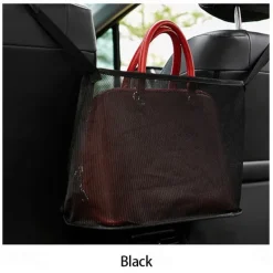 Car Net Pocket Handbag Holder, Extra Storage Space Organizer, Safe & Disturb-Free Driving, Simple Installation, Fits Standard Armrests, Oxford Cloth & Mesh, Black/Red