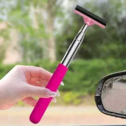 Car Rearview Mirror Wiper, Wing Mirror Cleaner Retractable Car Side Mirror Wiper Car Mirror Cleaner with Telescopic Long Rod, Squeegee Cleaner for Mirror Glass Rainwater Mist