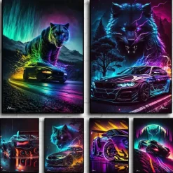 Car Wall Art Canvas Prints and Posters Pictures Decorative Fabric Painting For Living Room Pictures No Frame