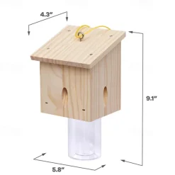 Carpenter Bee Trap for Outside - Pentroof Style Nature Hanging Wood Carpenter Bee Traps Outdoor - Insect Traps with Removable Vault (1 Pack)