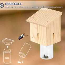 Carpenter Bee Trap for Outside - Pentroof Style Nature Hanging Wood Carpenter Bee Traps Outdoor - Insect Traps with Removable Vault (1 Pack)