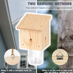 Carpenter Bee Trap for Outside - Pentroof Style Nature Hanging Wood Carpenter Bee Traps Outdoor - Insect Traps with Removable Vault (1 Pack)