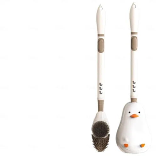 Cartoon Duck Plus Liquid Spray Toilet Brush Household Cleaning No Dead Angle With Base Wall-Mounted Long Handle Toilet Brush