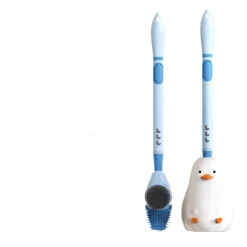 Cartoon Duck Plus Liquid Spray Toilet Brush Household Cleaning No Dead Angle With Base Wall-Mounted Long Handle Toilet Brush