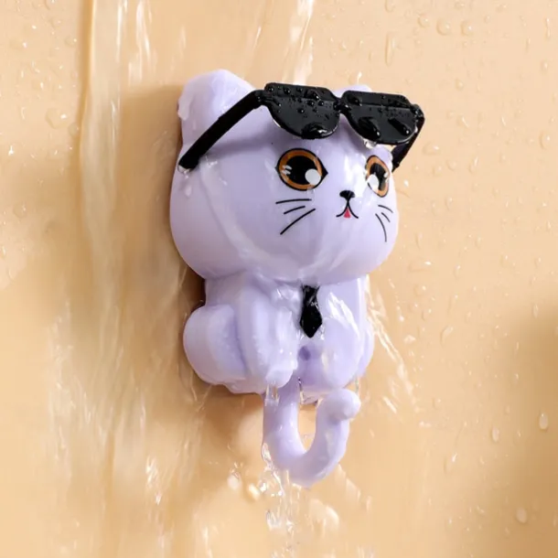 Cartoon Stretchable Cat Wall Hook, Creative Strong Adhesive Hooks, No-Drill Wall Mounted Organizer for Entryway