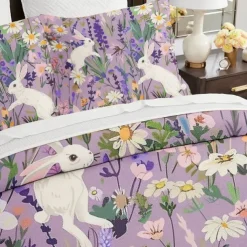 Cartoon Summer Flowers Animals Thickened Brushed Fabric Double Bed Duvet Cover Cozy Flower Bed Set 2-piece Set 3-piece Set Light and Soft Short Plush
