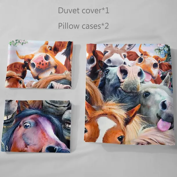 Cartoon Unicorn Pattern print Print Duvet Cover Bedding Sets Comforter Cover with 1 print Print Duvet Cover or Coverlet，2 Pillowcases for Double/Queen/King