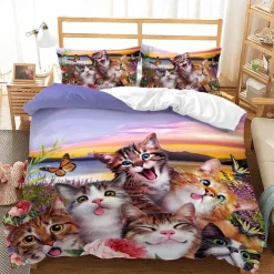 Cartoon Unicorn Pattern print Print Duvet Cover Bedding Sets Comforter Cover with 1 print Print Duvet Cover or Coverlet，2 Pillowcases for Double/Queen/King