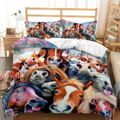 Cartoon Unicorn Pattern print Print Duvet Cover Bedding Sets Comforter Cover with 1 print Print Duvet Cover or Coverlet，2 Pillowcases for Double/Queen/King
