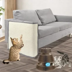 Cat Scratch Mat Sofa Protector Natural Sisal Furniture Protector Scratching Pad For Cats Scratch Carpet For Couch, Sofa, Chair（Right And Left）