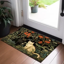 Cats Floral Doormat Floor Mats Washable Rugs Kitchen Mat Non-Slip Oil Proof Rug Indoor Outdoor Mat Bedroom Decor Bathroom Mat Entrance Rug Inspired by William Morris