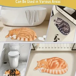 Cats Irregular Doormat Kitchen Mat Floor Mat Non-Slip Area Rug Oil Proof Rug Indoor Outdoor Mat Bedroom Decor Bathroom Mat Entrance Rug