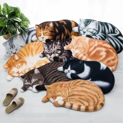 Cats Irregular Doormat Kitchen Mat Floor Mat Non-Slip Area Rug Oil Proof Rug Indoor Outdoor Mat Bedroom Decor Bathroom Mat Entrance Rug