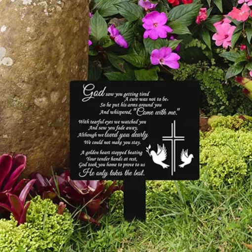 Cemetery Memorial Tomb Decoration Acrylic Butterfly Cemetery Decoration Black Sympathy Garden Woodpile Outdoor Courtyard Decoration Waterproof Dove Commemorative plaque Woodpile Tomb Decoration 1PC