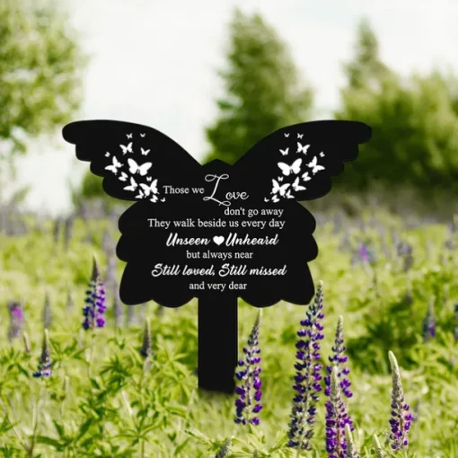 Cemetery Memorial Tomb Decoration Acrylic Butterfly Cemetery Decoration Black Sympathy Garden Woodpile Outdoor Courtyard Decoration Waterproof Dove Commemorative plaque Woodpile Tomb Decoration 1PC
