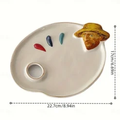 Ceramic Van Gogh Inspired Artist Mixing Palette Multi-Purpose Decorative Prop for Painting and Displaying Makeup Essentials Best for Christmas, Perfect for Thanksgiving