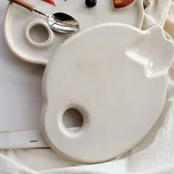 Ceramic Van Gogh Inspired Artist Mixing Palette Multi-Purpose Decorative Prop for Painting and Displaying Makeup Essentials Best for Christmas, Perfect for Thanksgiving