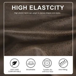 Chaise Lounge 3-Seat Cover Faux Leather Hot Stamping Embossed Slipcovers