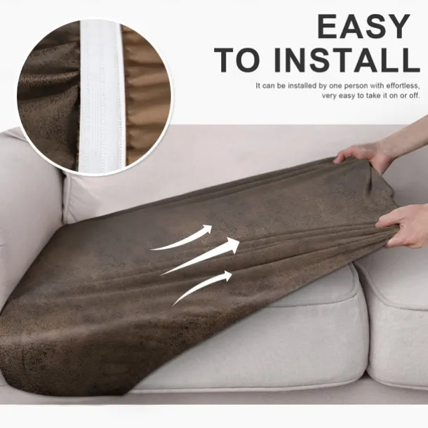 Chaise Lounge 3-Seat Cover Faux Leather Hot Stamping Embossed Slipcovers