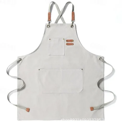Chef Apron For Women and Men, Kitchen Cooking Apron, Personalised Gardening Apron with Pocket Work Aprons Cross Back Heavy Duty Adjustable