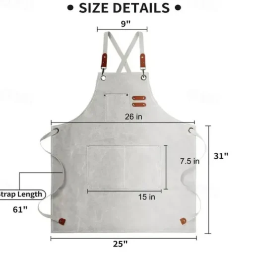 Chef Apron For Women and Men, Kitchen Cooking Apron, Personalised Gardening Apron with Pocket Work Aprons Cross Back Heavy Duty Adjustable